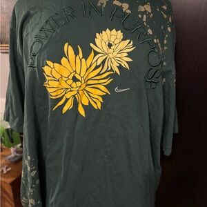 Nike Dark Green Tee with Yellow Floral Graphic